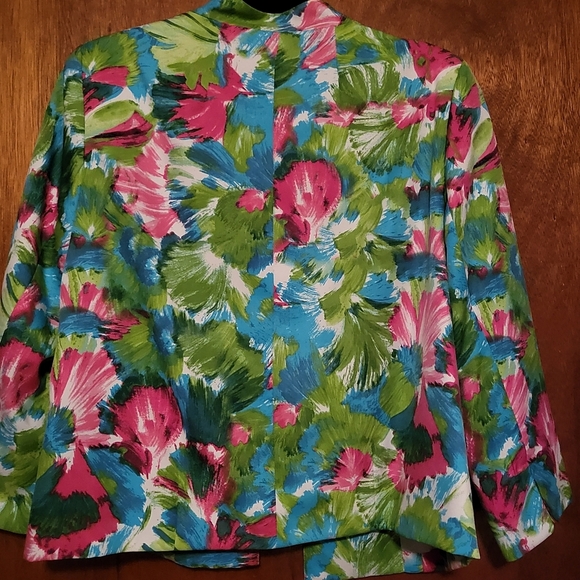 Kim Roger's Size 12 Womens Open Front Lined Floral Spring Casual Jacket - Picture 8 of 10